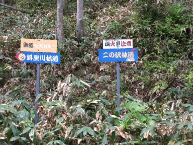 斜里川林道と二の沢林道の標識